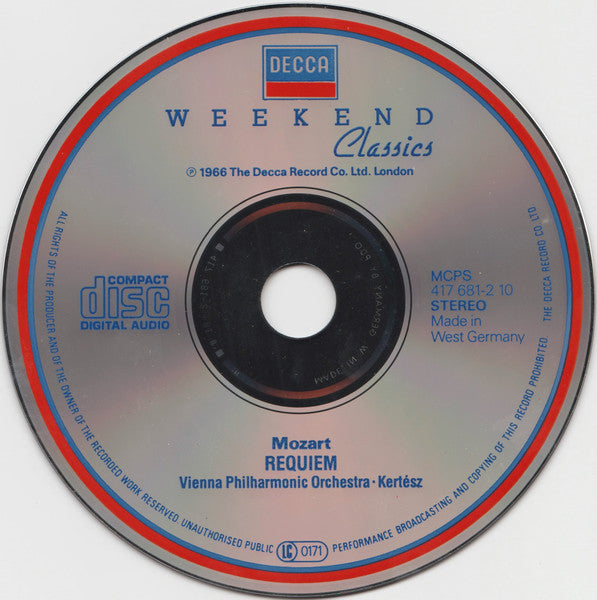 Mozart*, Vienna Philharmonic*, Kertész* : Requiem (CD, Album)