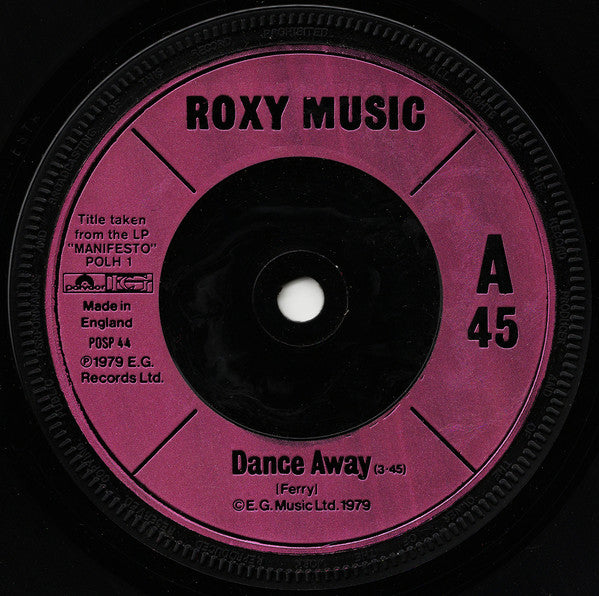 Roxy Music : Dance Away (7", Single, Pur)