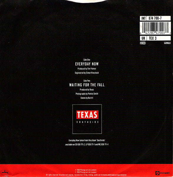 Texas : Everyday Now (7", Single)