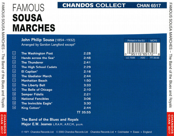 The Band Of The Blues & Royals, Major E.W. Jeanes* : Famous Sousa Marches (CD, Album, RE, RM)