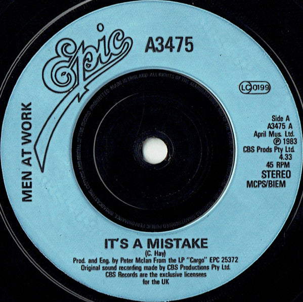 Men At Work : It's A Mistake (7", Single, Inj)