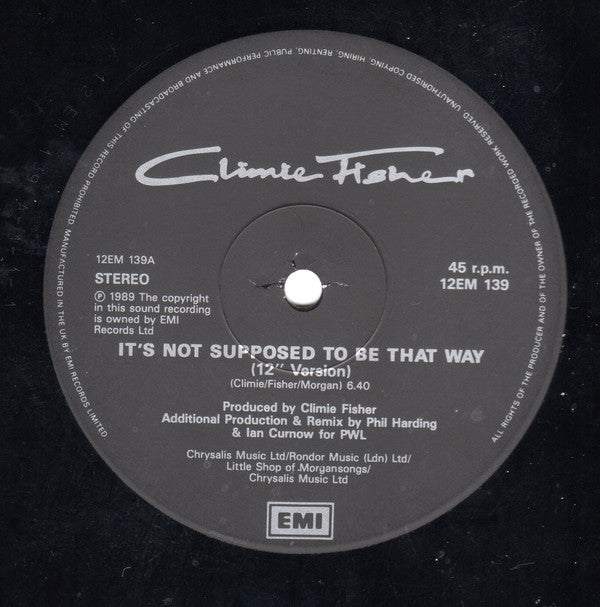 Climie Fisher : It's Not Supposed To Be That Way (12")