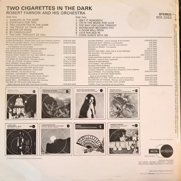 Robert Farnon And His Orchestra : Two Cigarettes In The Dark (LP, Album, RE)