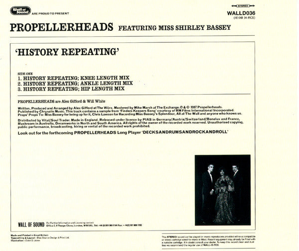 Propellerheads Featuring Miss Shirley Bassey* : History Repeating (CD, Single)