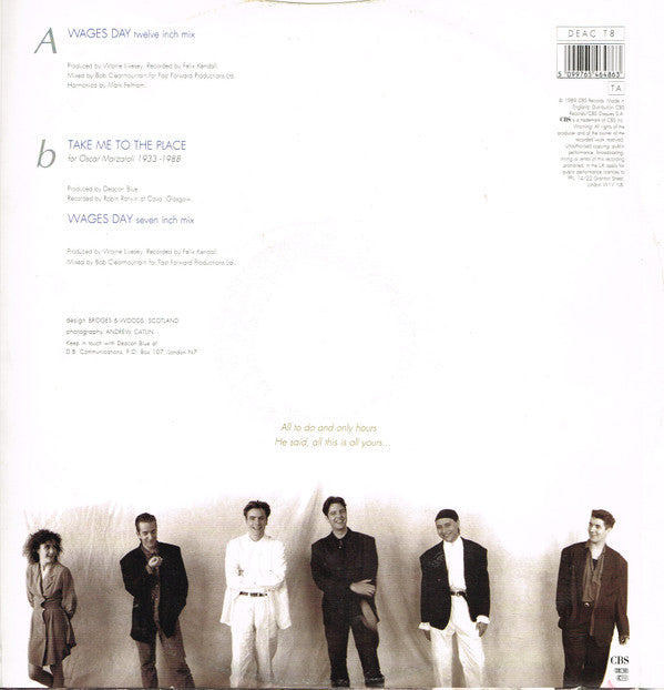 Deacon Blue : Wages Day (12", Single)