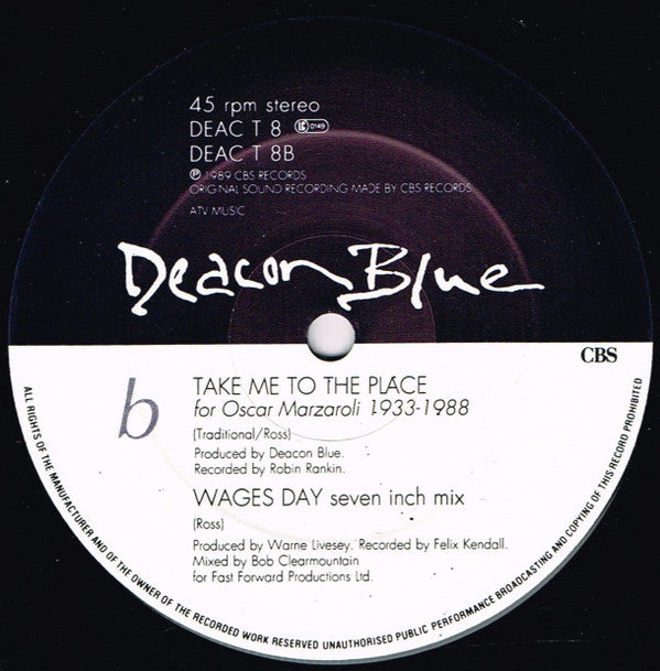 Deacon Blue : Wages Day (12", Single)