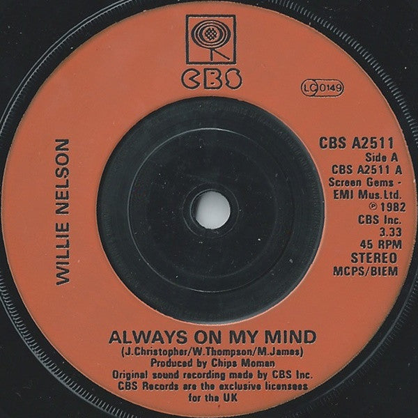 Willie Nelson : Always On My Mind (7", Single)