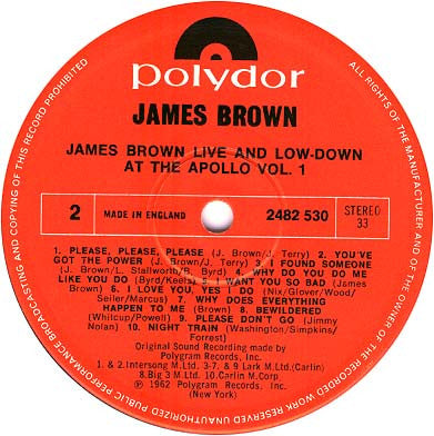 James Brown : James Brown Live And Low-Down At The Apollo Vol. 1 (LP, Album, RE)