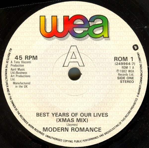 Modern Romance : Best Years Of Our Lives (Special Xmas Party Mix) (7", Single)