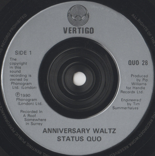 Status Quo : The Anniversary Waltz (7", Single, Inj)