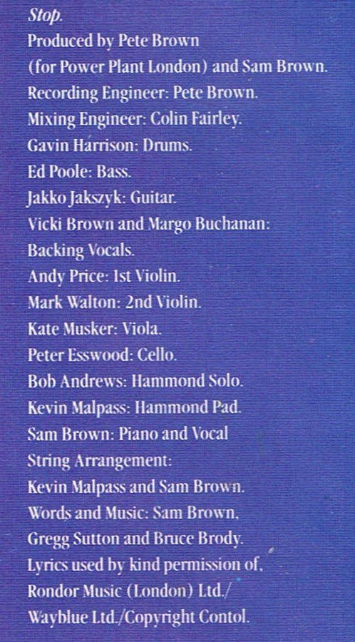 Sam Brown : Stop! (7", Single, Inj)