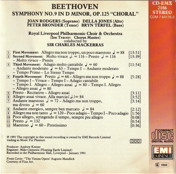 Ludwig van Beethoven, Sir Charles Mackerras, Royal Liverpool Philharmonic Orchestra, Royal Liverpool Philharmonic Choir : Symphony No. 9 'Choral' (CD, Album)