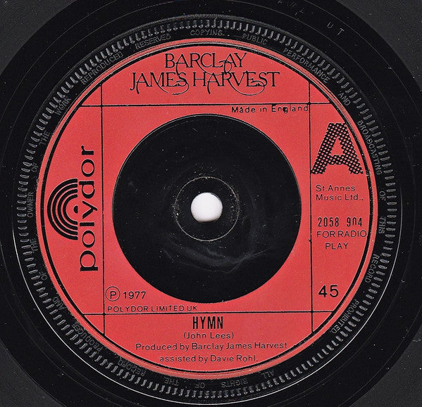 Barclay James Harvest : Hymn  (7", Single, Promo)