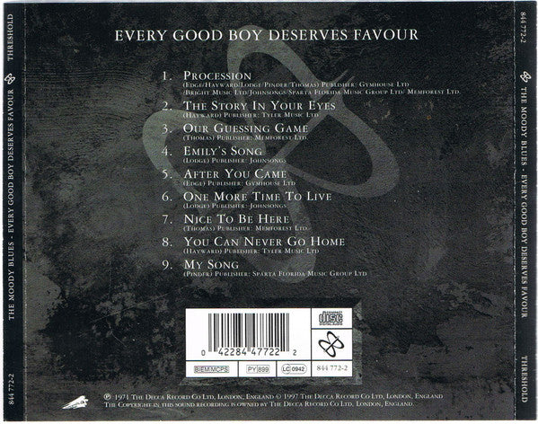 The Moody Blues : Every Good Boy Deserves Favour (CD, Album, RE, RM, Uni)