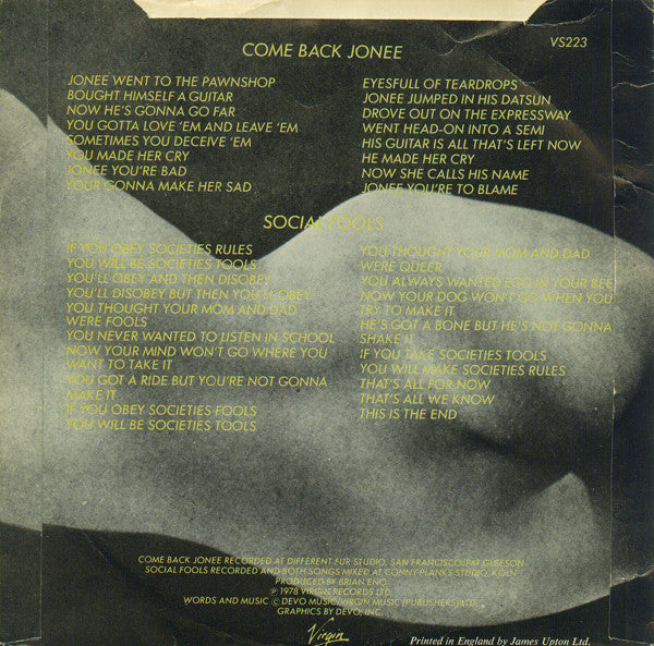 Devo : Come Back Jonee (7", Single, Gre)