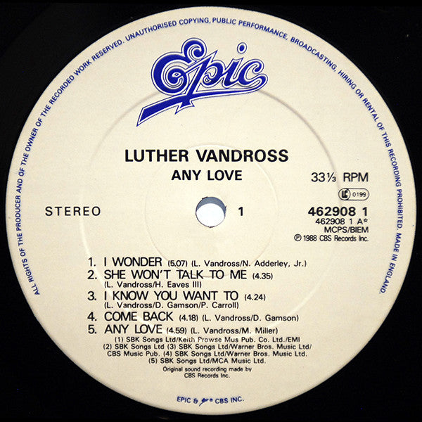 Luther Vandross : Any Love (LP, Album)