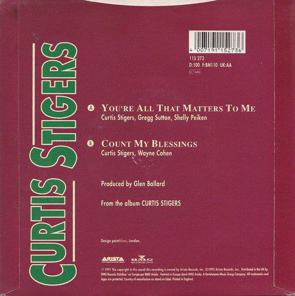 Curtis Stigers : You're All That Matters To Me  (7", Single, Sil)