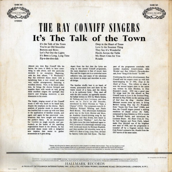 The Ray Conniff Singers* : It's The Talk Of The Town (LP, Album, RE)