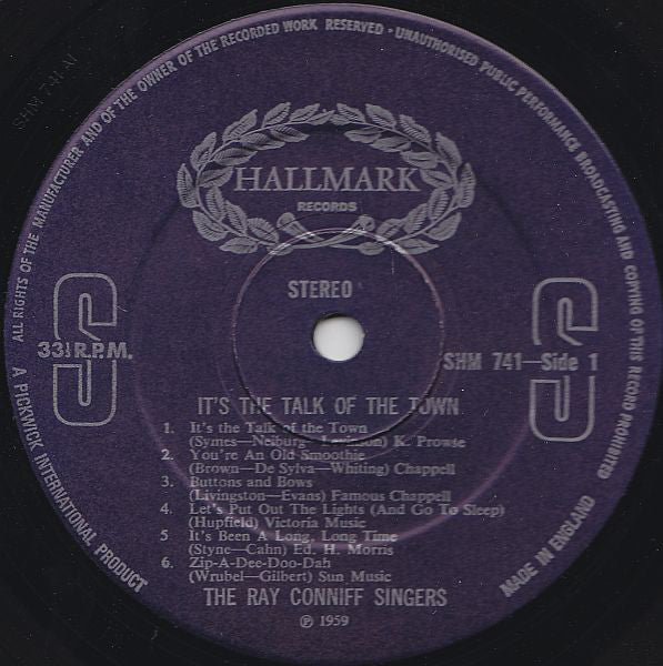 Ray Conniff And The Singers : It's The Talk Of The Town (LP, Album, RE)
