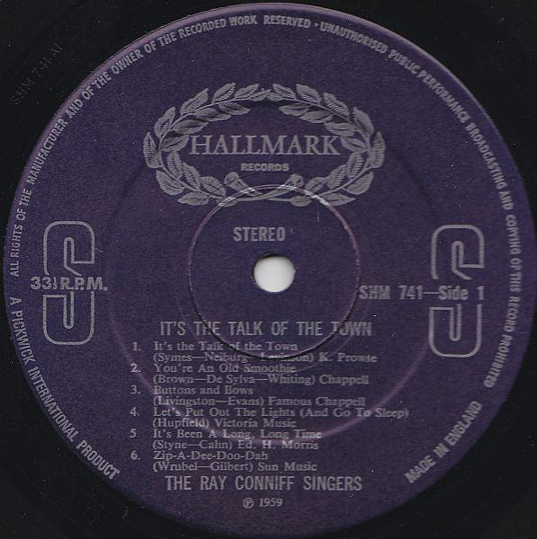 The Ray Conniff Singers* : It's The Talk Of The Town (LP, Album, RE)