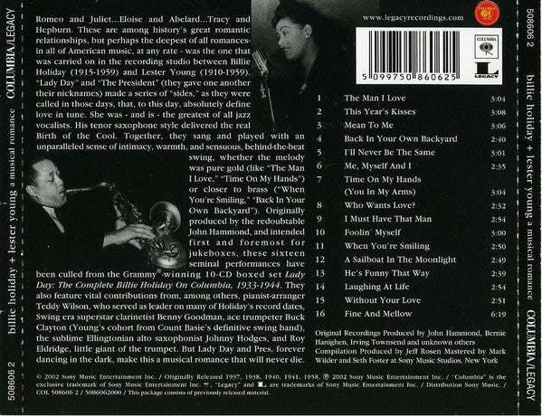 Billie Holiday + Lester Young : A Musical Romance (CD, Comp, CD-)