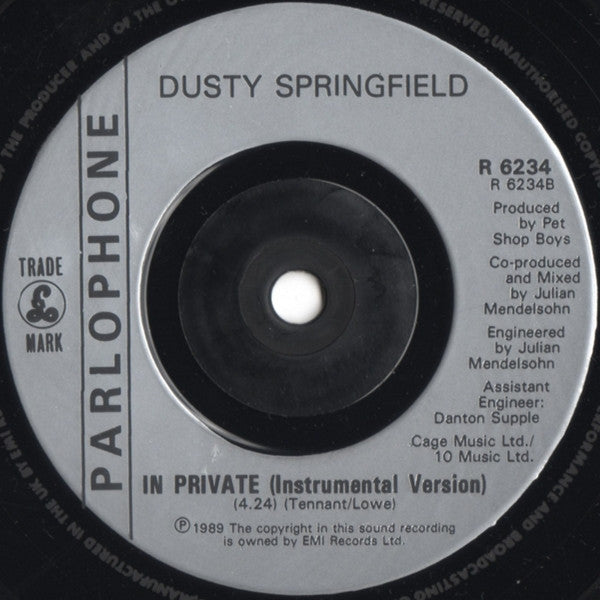 Dusty Springfield : In Private (7", Single, Sil)