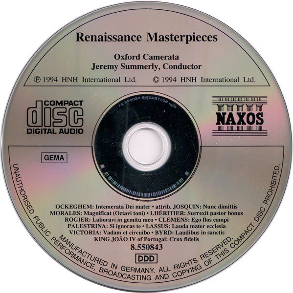 Oxford Camerata, Jeremy Summerly : Renaissance Masterpieces (CD, Album)