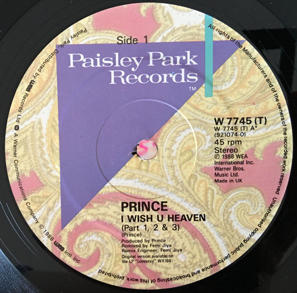 Prince : I Wish U Heaven (Part 1 · 2 · 3) (12", Single)