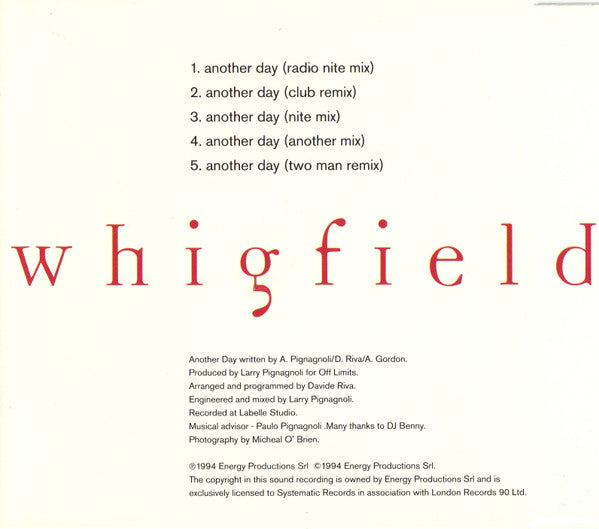 Whigfield : Another Day (CD, Single, Sil)