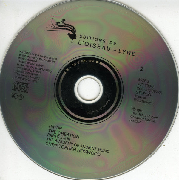 Joseph Haydn, Emma Kirkby, Anthony Rolfe Johnson, Michael George (3), The New College Oxford Choir, The Academy Of Ancient Music & The Academy Of Ancient Music Chorus, Christopher Hogwood : The Creation (2xCD, Album + Box)