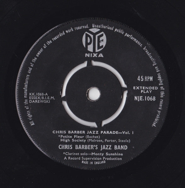 Chris Barber's Jazz Band : Chris Barber Jazz Parade - Vol. 1 (7", EP, RE)