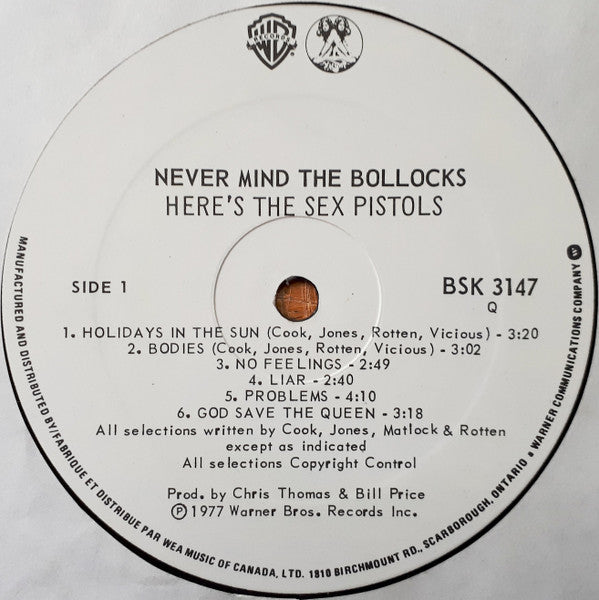 Sex Pistols : Never Mind The Bollocks Here's The Sex Pistols (LP, Album, RE)