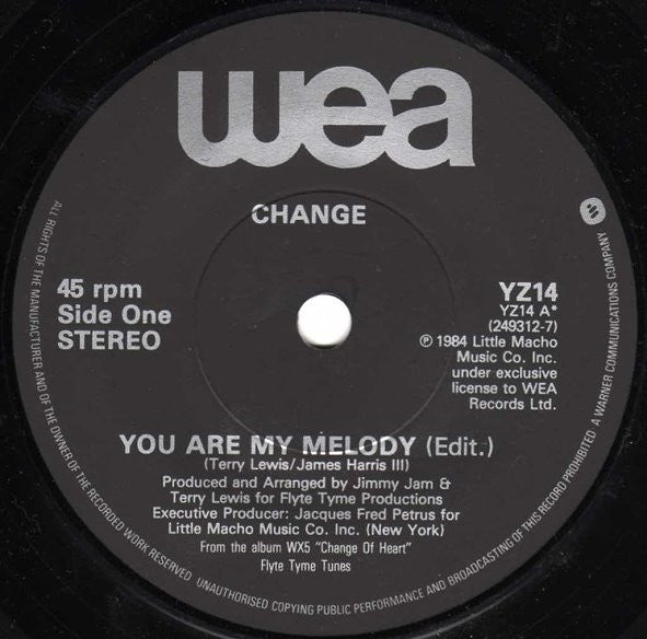 Change : You Are My Melody (7", Single, Pap)