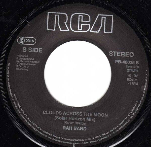 RAH Band : Clouds Across The Moon (7", Single)