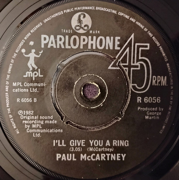 Paul McCartney : Take It Away (7", Single, Pus)
