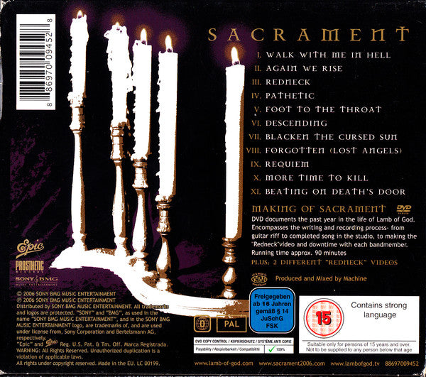 Lamb Of God : Sacrament (CD, Album + DVD-V, Copy Prot., PAL + Dlx, O-c)