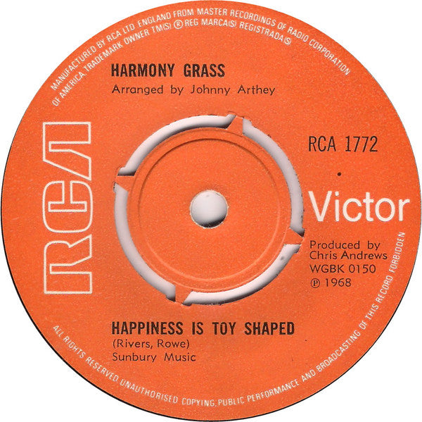 Harmony Grass : Move In A Little Closer Baby (7", Single, RE, Ora)