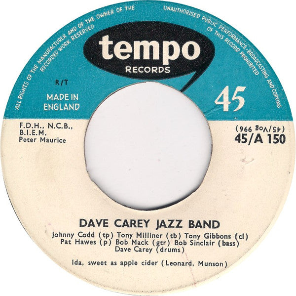 The Dave Carey Jazz Band : Ida, Sweet As Apple Cider (7", Single)