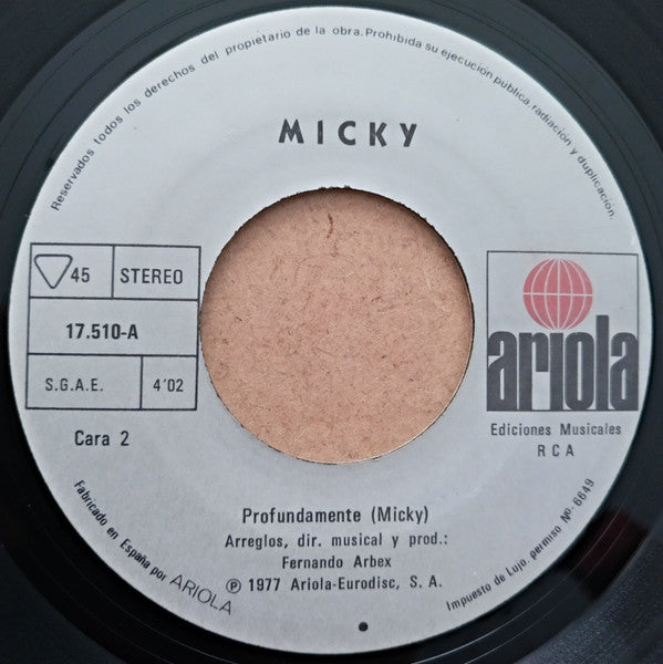 Micky (3) : Enseñame A Cantar (7", Single)