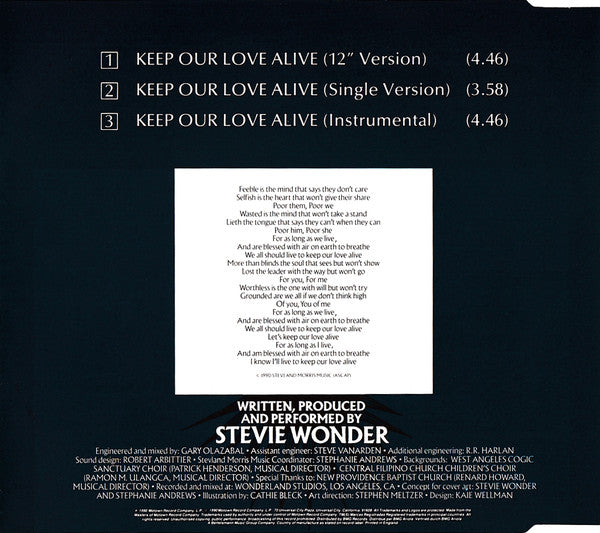Stevie Wonder : Keep Our Love Alive (CD, Single)