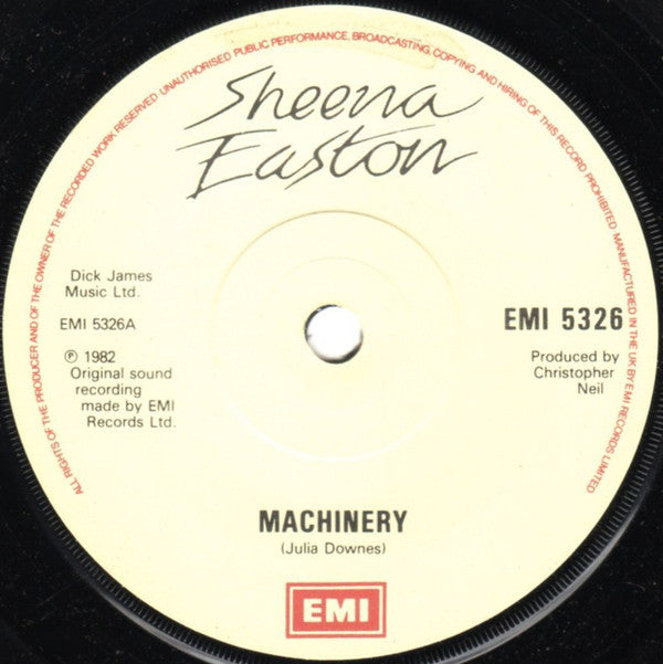 Sheena Easton : Machinery (7", Sol)