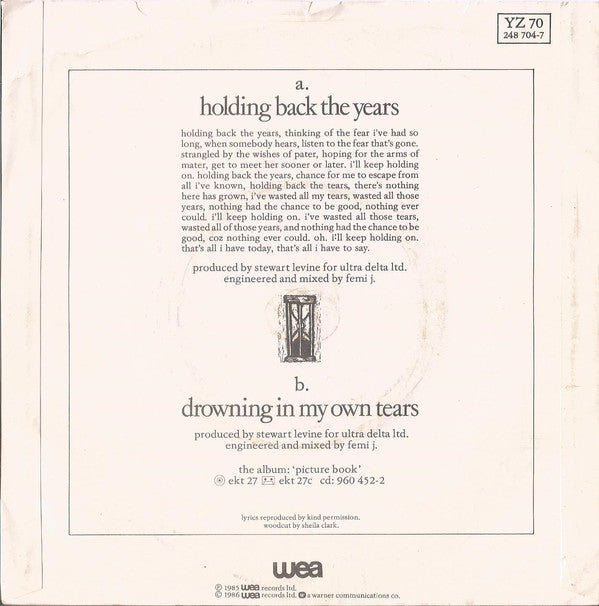 Simply Red : Holding Back The Years (7", Single, RE, Sol)