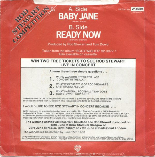 Rod Stewart : Baby Jane (7", Single)