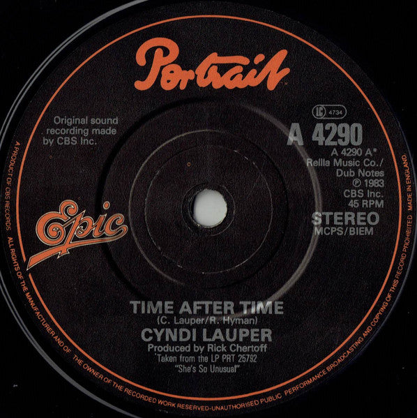 Cyndi Lauper : Time After Time (7", Single, Pap)