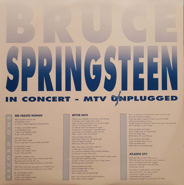 Bruce Springsteen : In Concert / MTV Plugged (2xLP, Album, Ltd, RM)