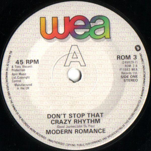 Modern Romance : Don't Stop That Crazy Rhythm (7", Single)