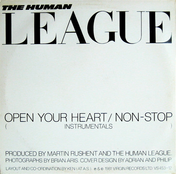 The Human League : Open Your Heart / Non-Stop (12", Single, CBS)