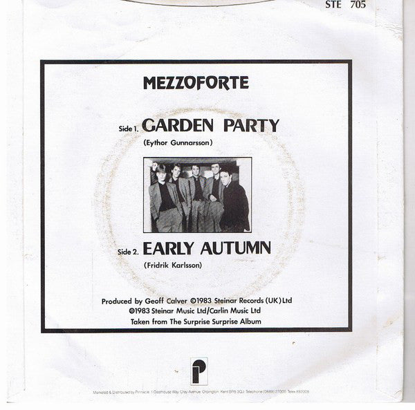 Mezzoforte : Garden Party (7", Single, Dam)