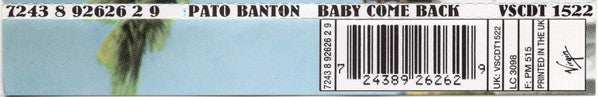 Pato Banton Featuring Ali Campbell And Robin Campbell : Baby Come Back (CD, Single)