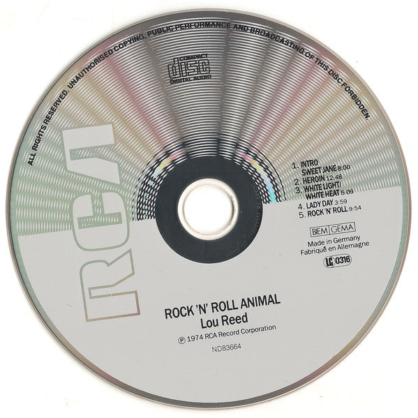 Lou Reed : Rock 'N' Roll Animal (CD, Album, RE)
